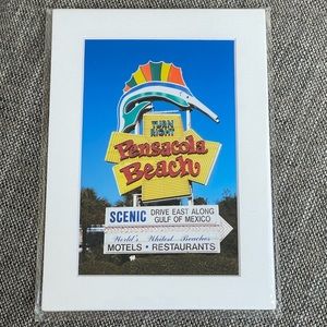 Pensacola Beach Sign Retro Vintage Print Travel Wall Art | 5x7 white matte
